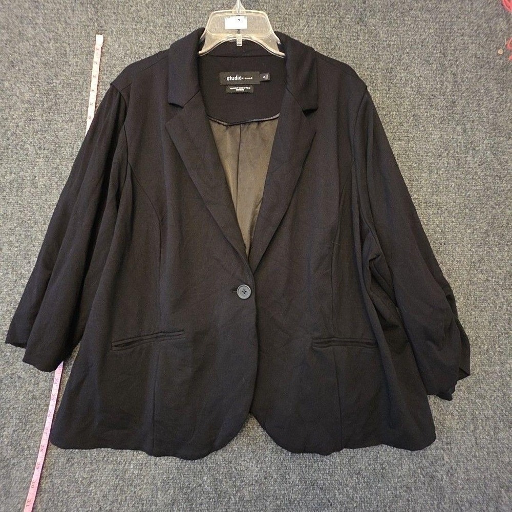 Studio By Torrid Blazer Jacket Womens 4 Black Ponte One Button Lined Plus